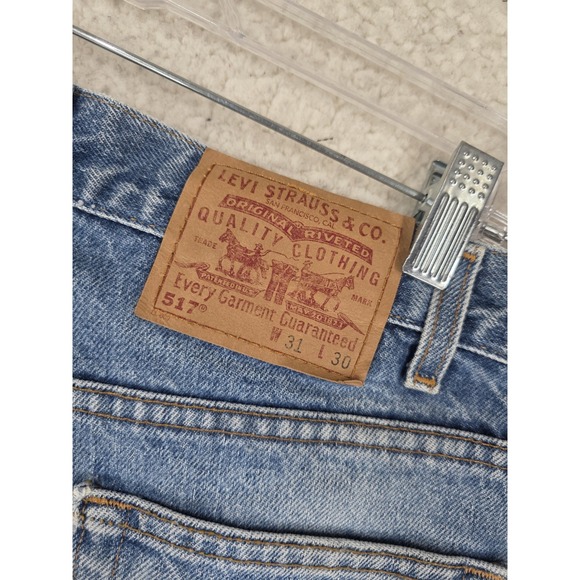 Vtg Levis 517 Blue Jeans Boot Cut Men 31x30 Distressed Zip Up Mexico (30.5x28.5) - Picture 11 of 14